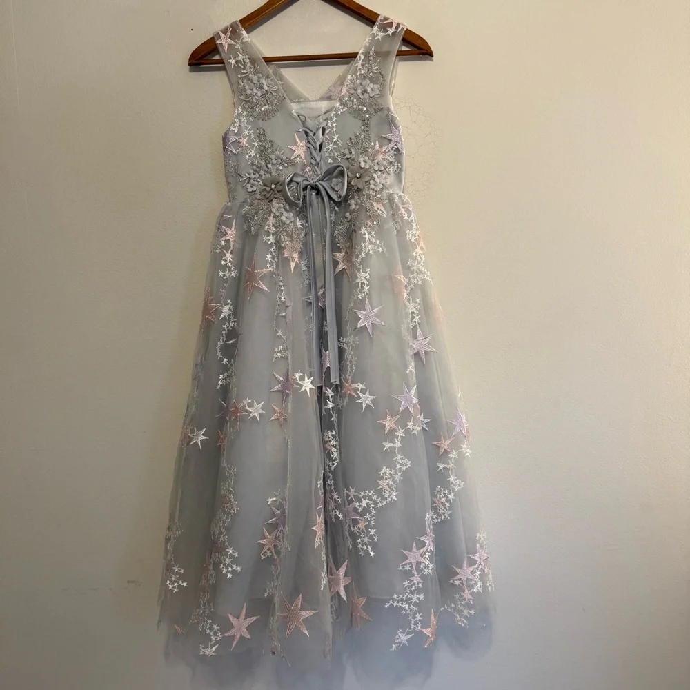 Sparkle Princess Tulle Dress w/ Stars Sz 140 (Fits 8-10 year old) Party Dress